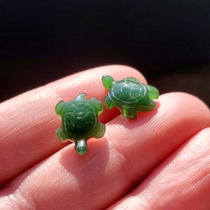 Canadian Nephrite Jade Earrings, Turtle image 4