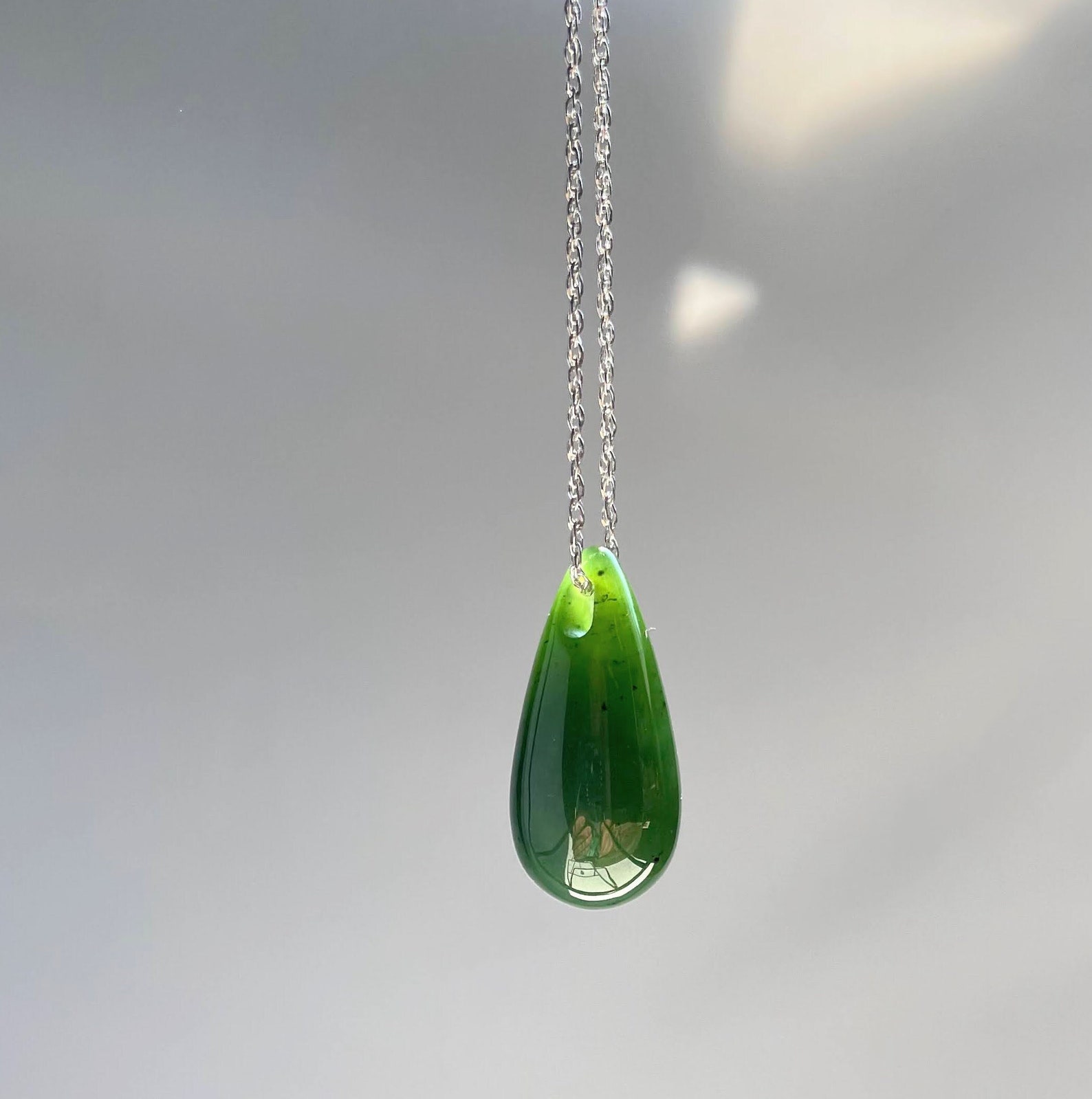 Jade Teardrop Pendant 13x28mm Canadian Nephrite Jade Etsy
