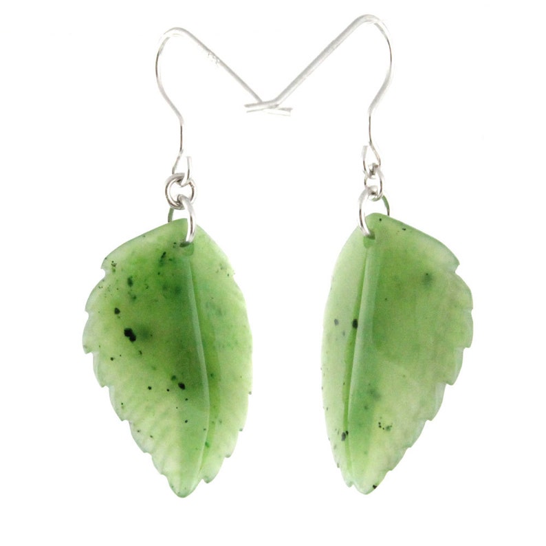 Jade Leaf Earrings Canadian Nephrite Jade Etsy