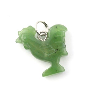 Jade Rooster Charm, Canadian Nephrite Jade 18mm
