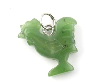 Jade Rooster Charm, Canadian Nephrite Jade 18mm