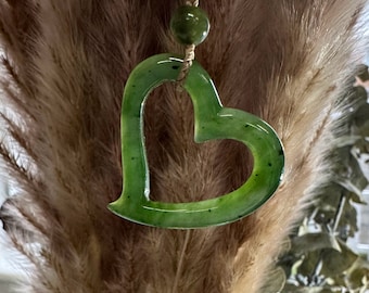 Canadian Nephrite Jade Pendant, Heart 30mm