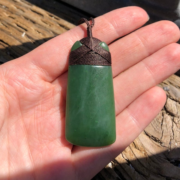 Jade Adze Pendant 2" Medium Green, Canadian Nephrite Jade with a Matte Finish Polish