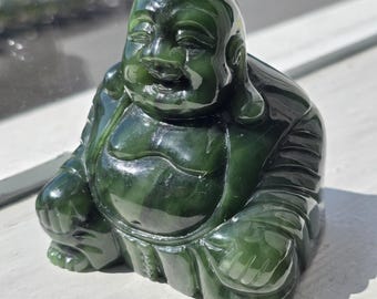 カナダ産翡翠タイ仏像彫刻 - 3サイズあり、翡翠彫刻、翡翠仏像