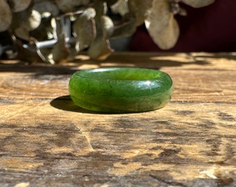 Jade Band Ring - 6.5mm wide - Green Nephrite Jade