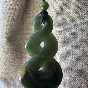 Large Jade Double Infinity Twist Pendant, 2.6&quot;