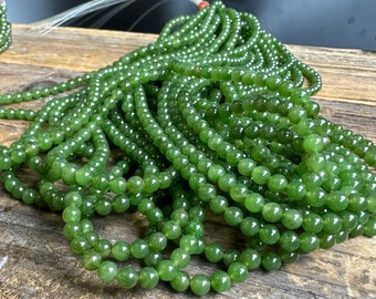 4mm nicht gereihte A Grade Nephrit Jade Perlen, 16 "(Stränge einzeln verkauft)