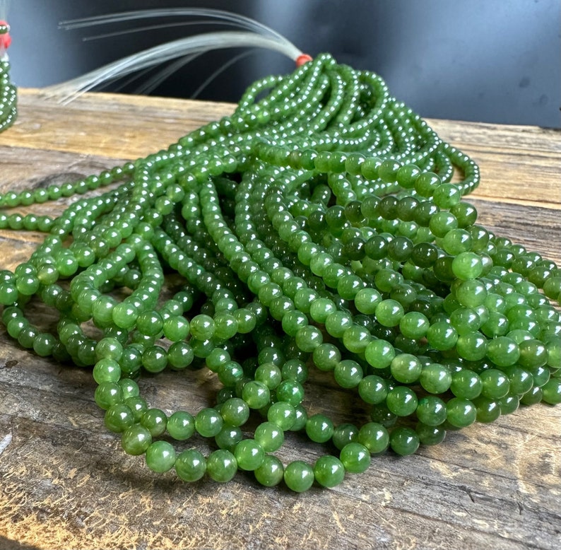 4mm Unstrung A Grade Nephrite Jade Beads, 16 strands sold individually image 1