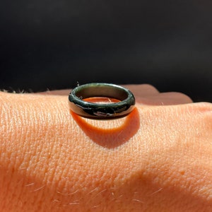 Black Nephrite Jade Narrow Band Ring, 5mm image 3