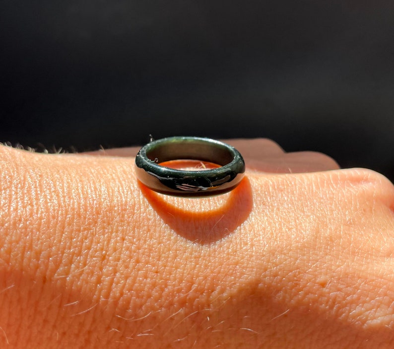 Black Nephrite Jade Narrow Band Ring, 5mm image 3