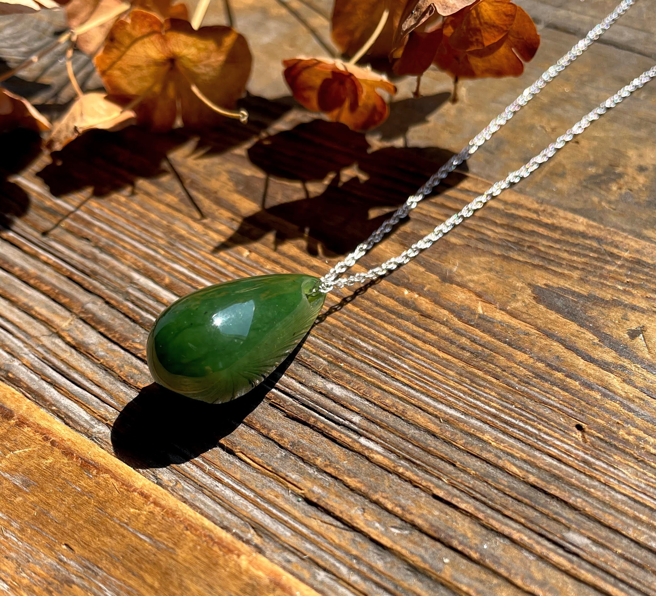 Jade Teardrop Pendant 13x28mm Canadian Nephrite Jade Etsy