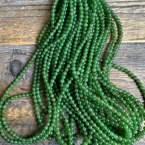 4mm Unstrung A Grade Nephrite Jade Beads, 16 strands sold individually image 2