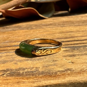 Canadian Jade Ring, Set in Vermeil, Sizes 4-10 image 5