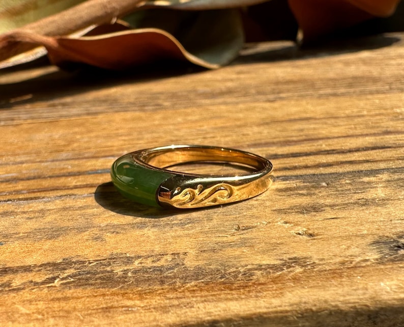 Canadian Jade Ring, Set in Vermeil, Sizes 4-10 image 5