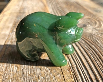 Green Jade Pig, Canadian Nephrite Jade (multiple sizes available)