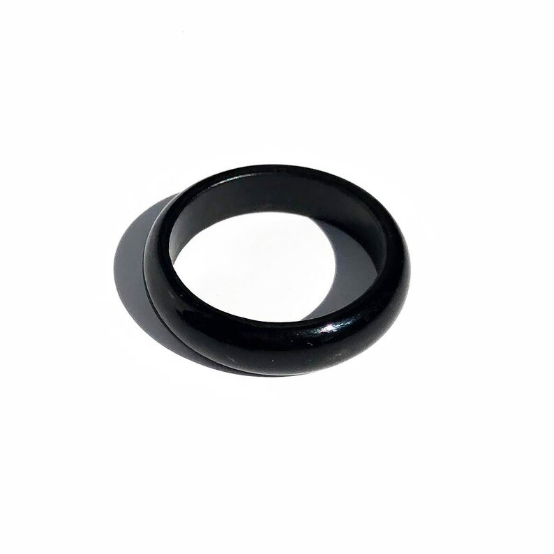 Black Nephrite Jade Narrow Band Ring, 5mm image 2
