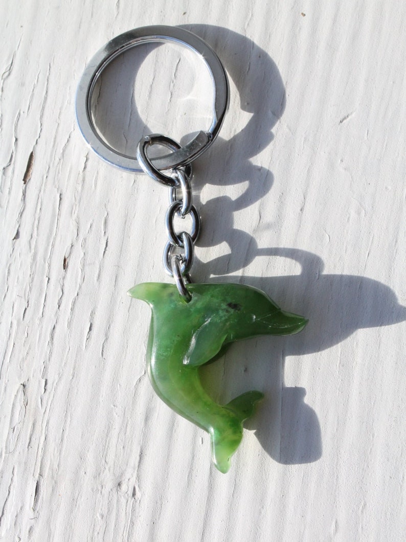 Dolphin Keychain Green Canadian Nephrite Jade Key Chain Etsy