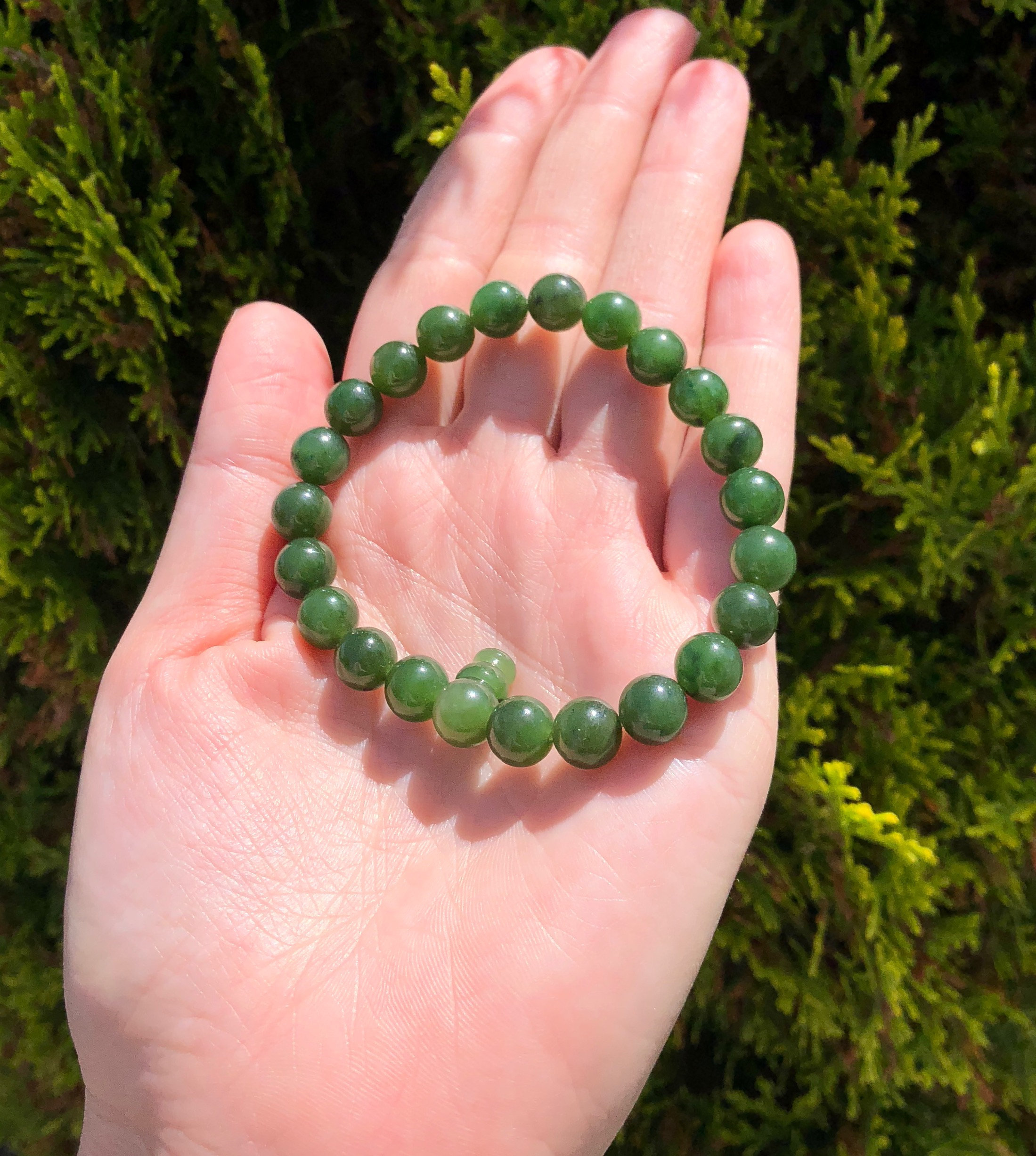8mm Natural Green Jade Beads Handmade Mala Bracelet Wristband Religious Yoga 