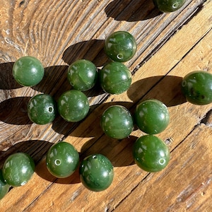 10mm Carving Grade Canadian Nephrite Jade Loose Beads, Sold Individually