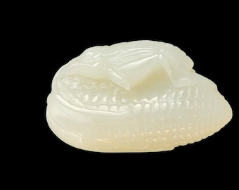 White Nephrite Cicada Pendant - 40mm As Is