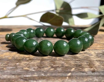 12mm Canadian Jade Bead Bracelet