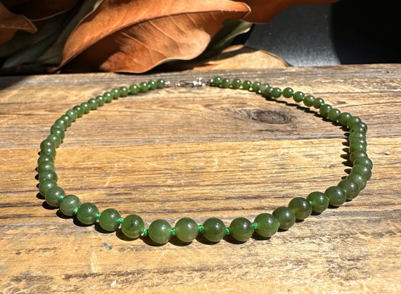 カナダ産ネフライト翡翠ビーズネックレス、6 mm - 18 インチ - Etsy 日本
