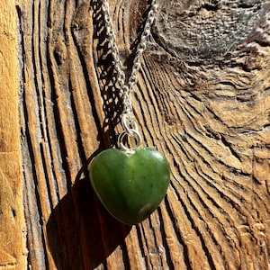 Small Jade Heart Pendant 12mm, Canadian Nephrite Jade on a Sterling Silver Chain