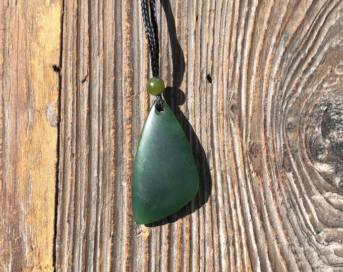 Dark Green Canadian Nephrite Jade Drop Pendant Satin Finish, 1.1 Etsy