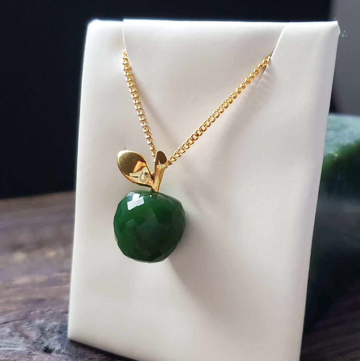 Green Jade Apple Pendant 13mm Etsy