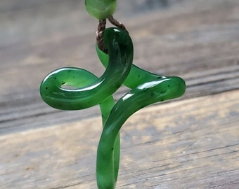 Canadian Jade Carved Cross Pendant, 41.5mm