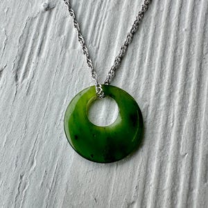 Dainty Jade Circle Pendant, Canadian Nephrite Jade 15mm