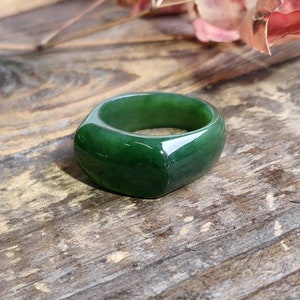 Jade Saddle Band Ring - Canadian Green Nephrite Jade