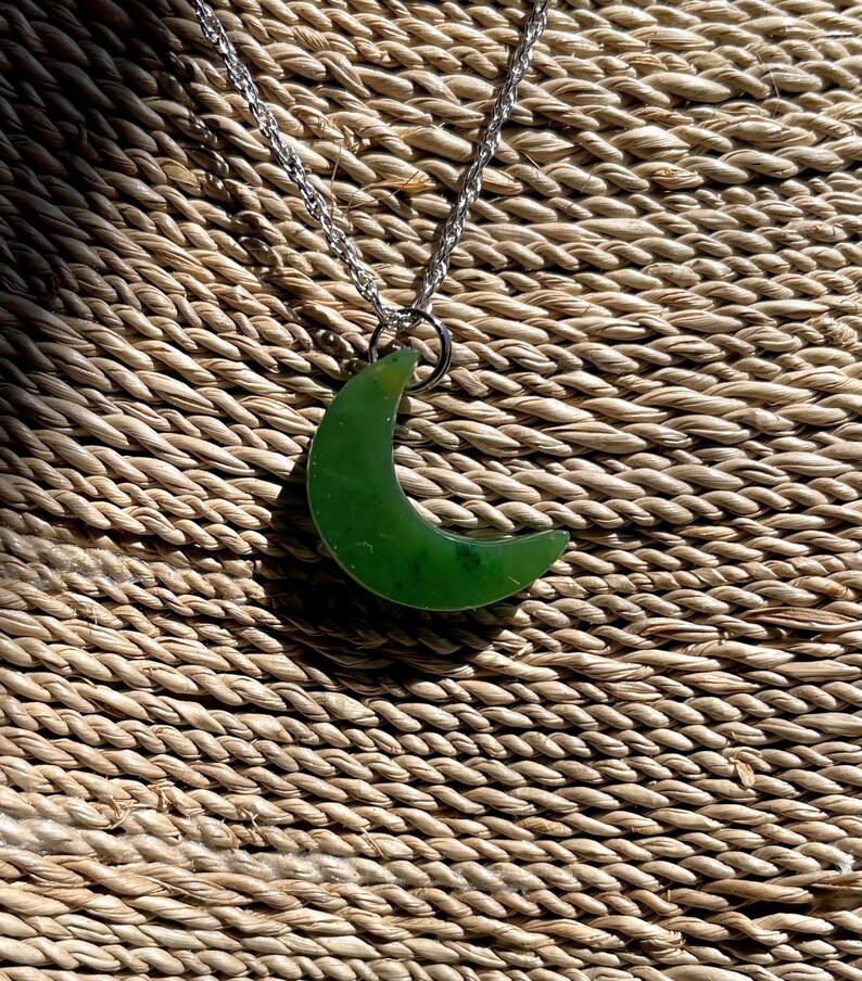 Jade Moon Charm Canadian Nephrite 16mm Etsy