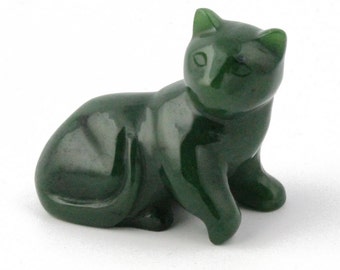 Canadian Nephrite Jade Carving, Cat Laying