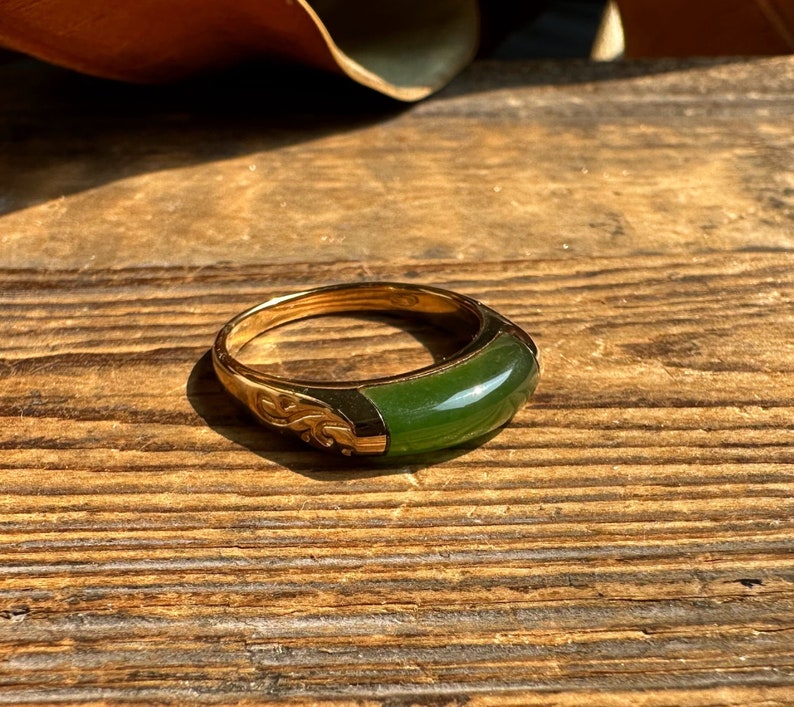 Canadian Jade Ring, Set in Vermeil, Sizes 4-10 image 1