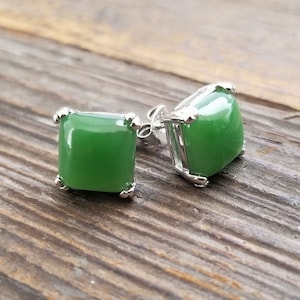 Square Canadian Nephrite Jade Earrings