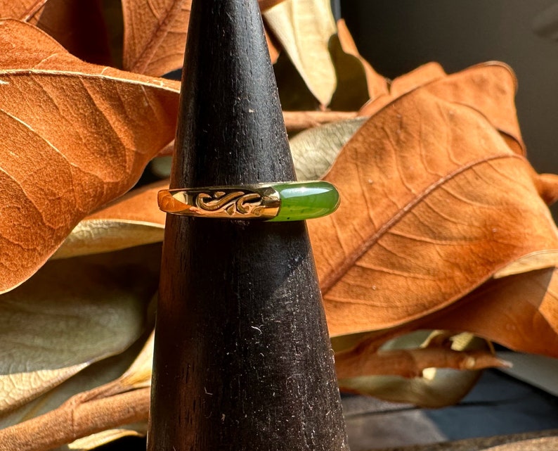 Canadian Jade Ring, Set in Vermeil, Sizes 4-10 image 6