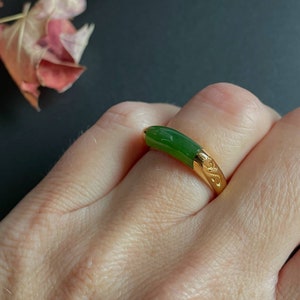 Canadian Jade Ring, Set in Vermeil, Sizes 4-10 image 3