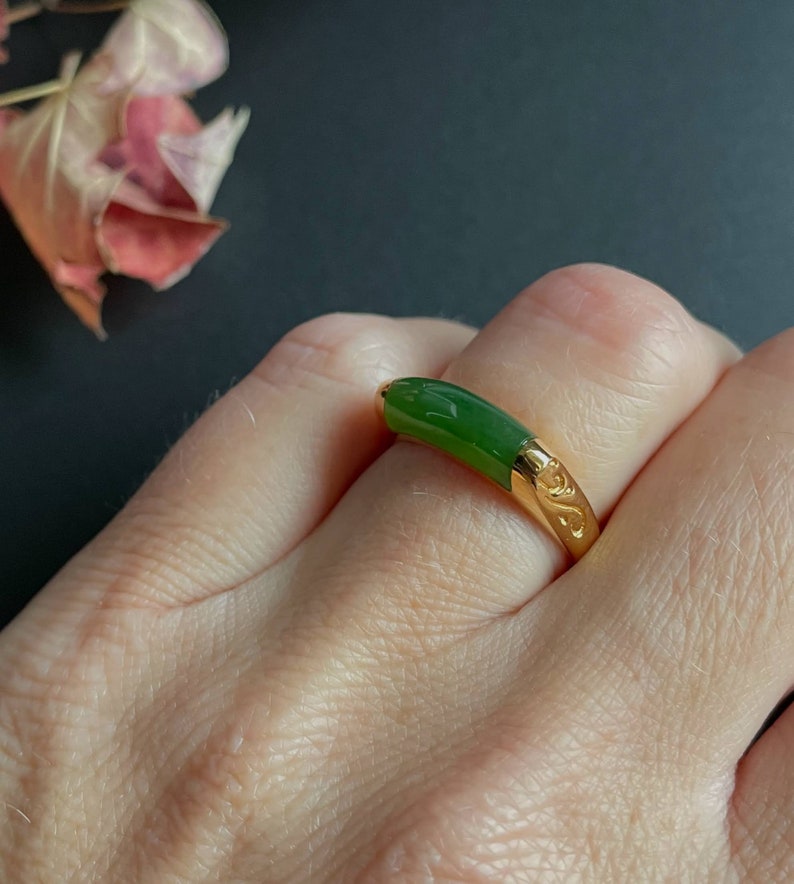 Canadian Jade Ring, Set in Vermeil, Sizes 4-10 image 3