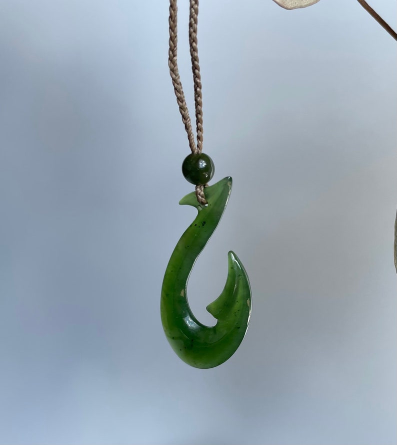 Jade Fish Hook Pendant Canadian Jade 43mm Etsy
