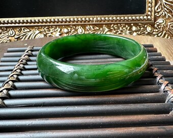 A Grade Canadian Nephrite Jade Bangle, 57x15mm (As is)