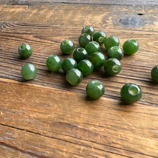 10mm Canadian Jade Beads with a large hole (Sold Individually or as a set of 10)