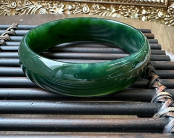 Dark Green Canadian Jade Bangle, 56x15.5mm (As Is)