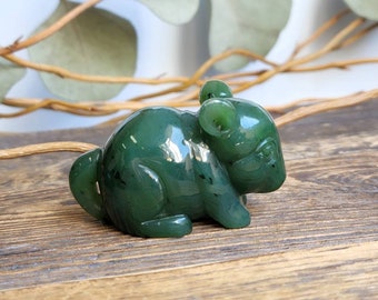 Jade Chinchilla, Hand Carved Canadian Jade