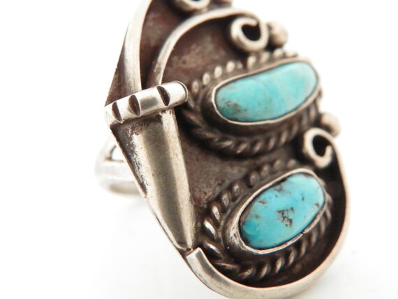 Ladies Double Turquoise Ring - image 5