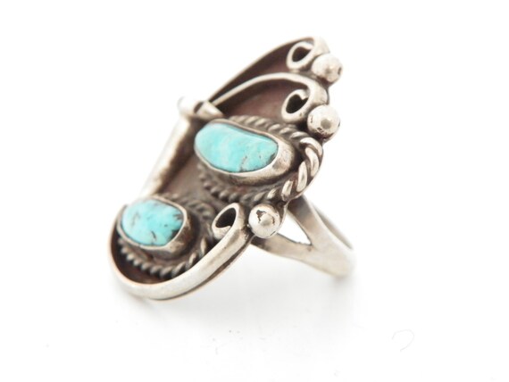 Ladies Double Turquoise Ring - image 2