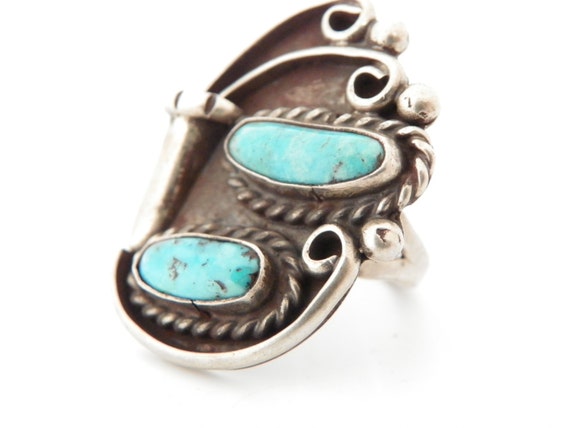 Ladies Double Turquoise Ring - image 4