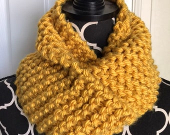 Womens knit mustard yellow infinity scarf