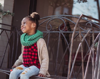 Green Kids Knit Infinity Scarf