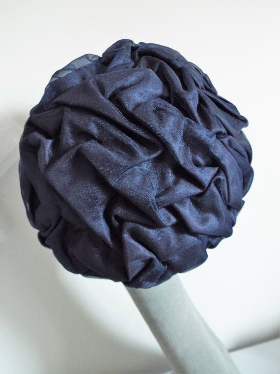 Vintage Ladies 1950's NAVY Scrunchie look Tulle D